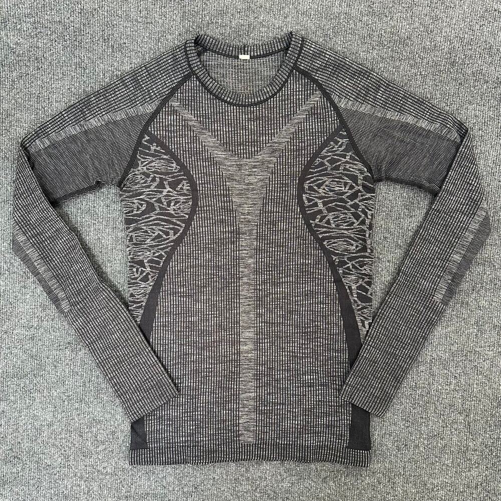 Lululemon Women's Rest Less Ribbed Pullover in Heather Black Slim Fit Workout 6